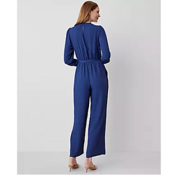 Ann Taylor Petite Wrap Jumpsuit Blue NWOT 16P Plus - Picture 5 of 5